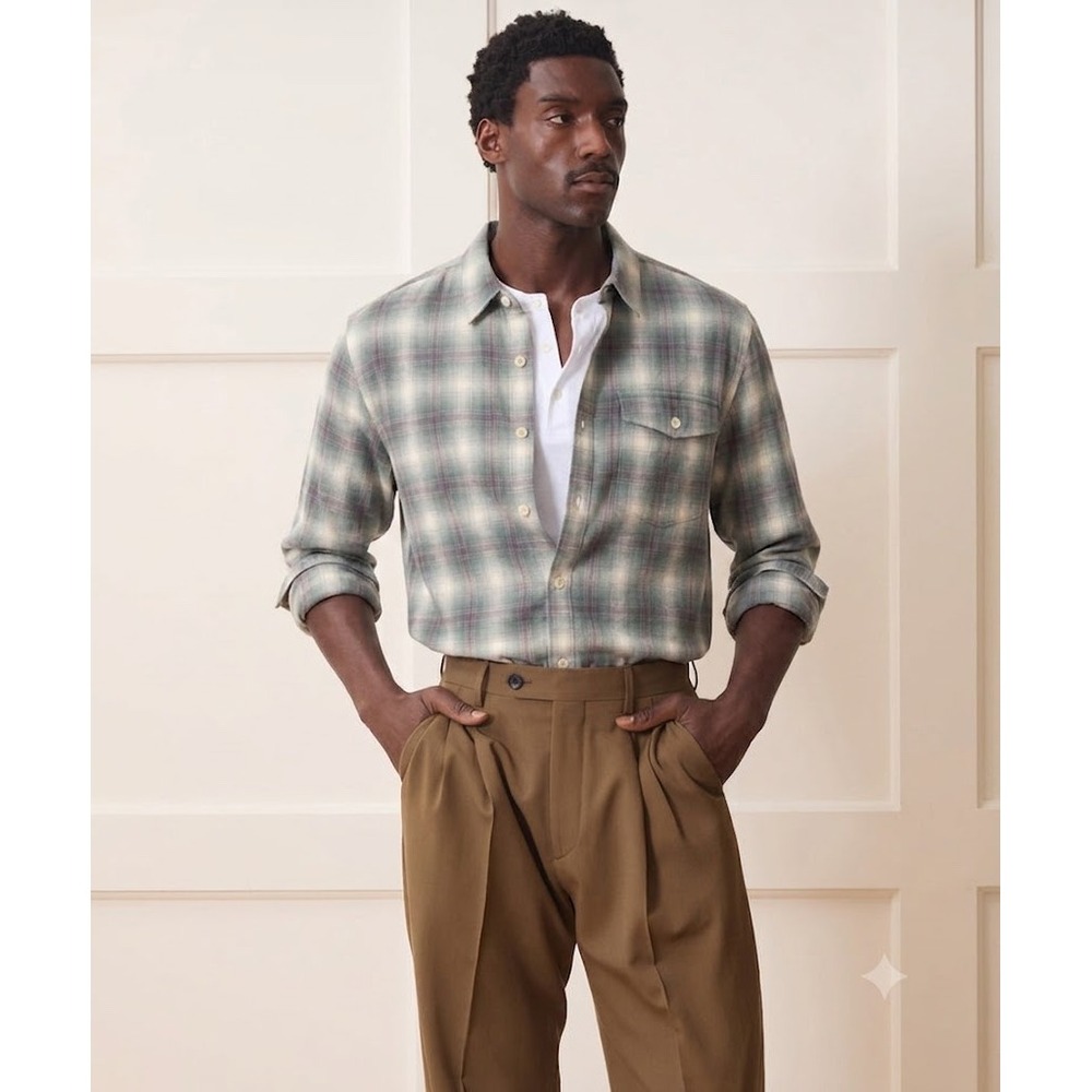 Todd Snyder Mens XXL Cotton Lodge Flannel Shirt Green Plaid SH22210020-306